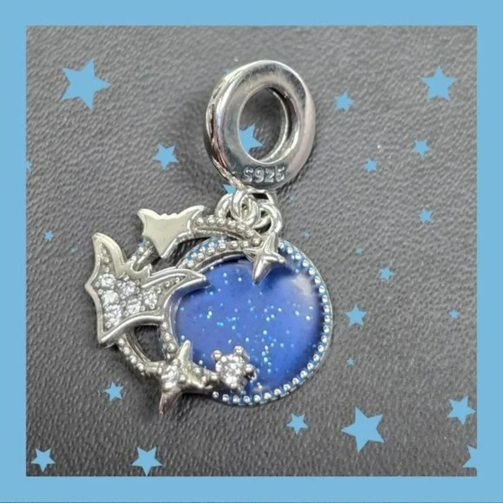 🎃 Bats Flying in a Starry Night Charm in 925 Silver (NWOT)
